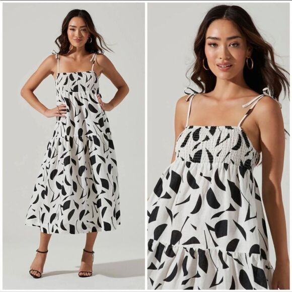 ASTR THE LABEL Marlene Square Neck Smocked Midi Dress NWT - Picture 11 of 11